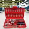 46pcs Motorcycle Socket Ratchet Wrench Set 1/4 Inch Drive Auto Bicycle Vehicle Repair Tool Kit for Mechanical Maintenance