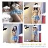 Backless Plaid Women JK School Uniform Underwear Set High Waist Mini Skirt Bow Bare Chest Erotic Costumes Jananese