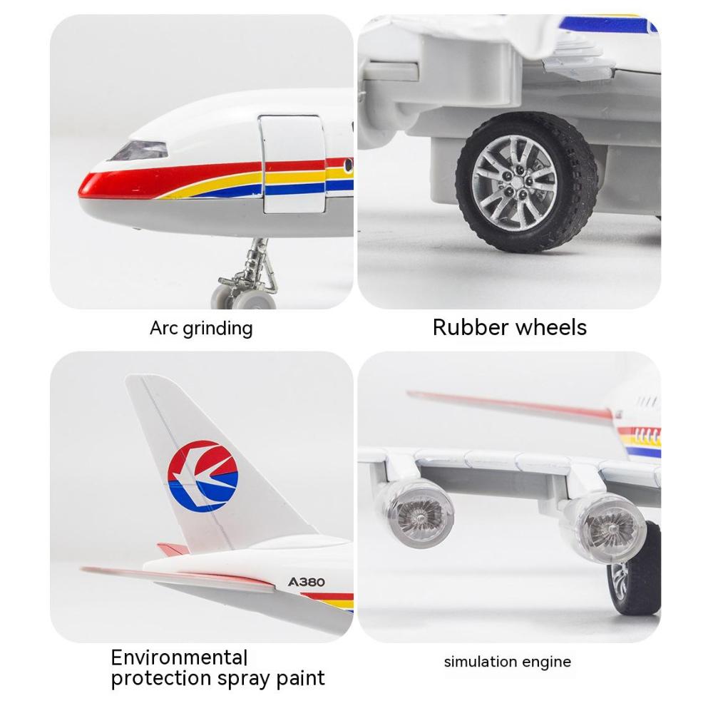 Children's Pressure Molten Metal Toy Airplane, 10-inch Original A380 Model, Audio-visual Simulation Airplane, Gift