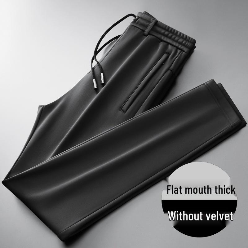 Men's Autumn Fleece-Lined Straight-Leg Elastic Sweatpants - Plus Size Casual Sports Pants