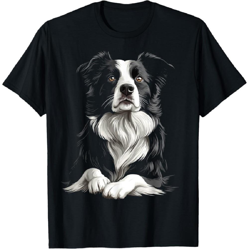 

Border Collie Dog Motif Pet Art Border Collie Men Women Kids T-Shirt S