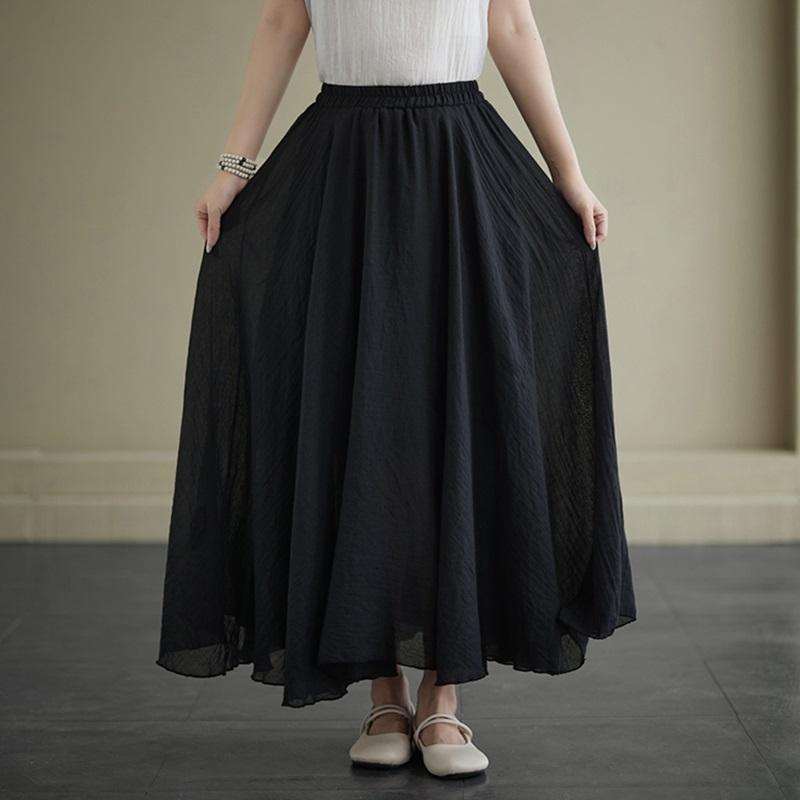 

Хлопок, лен, большие размеры, высокая талия, винтажная, летняя, повседневная, свободная, длинная женская юбка