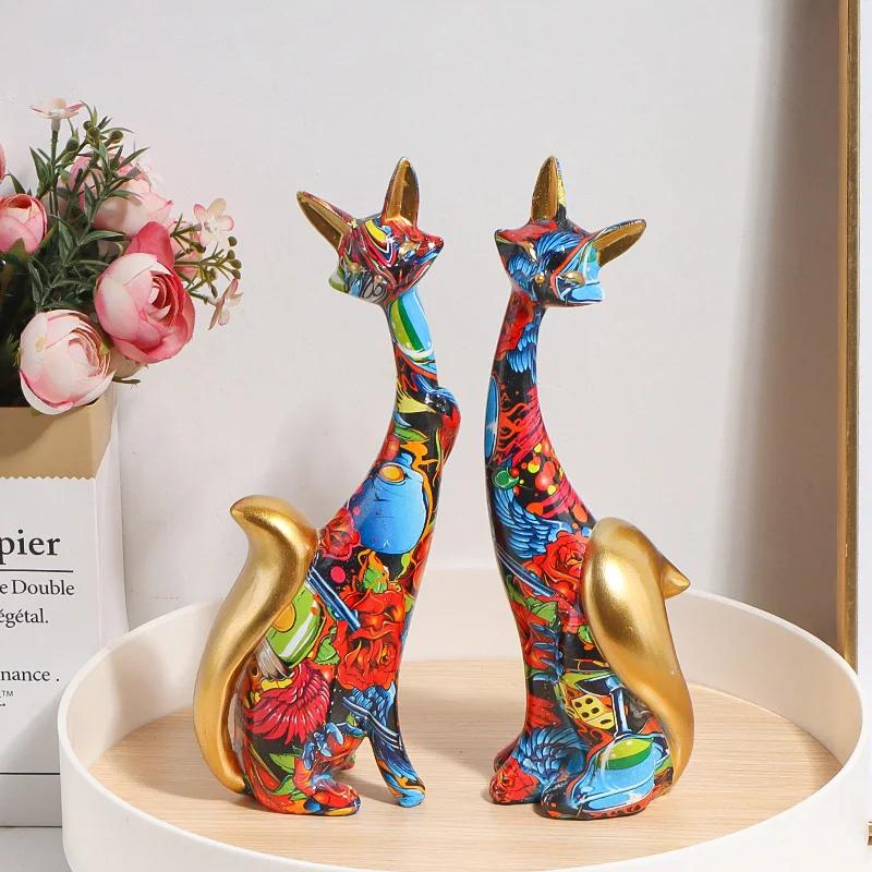 Sztuka Nordycka Malarstwo Olejne Miłośnik Graffiti Lis Dekoracja Biuro Gabinet Żywica Abstrakcyjne Ozdoby Figurki Sypialnia Biurko Rzeźba