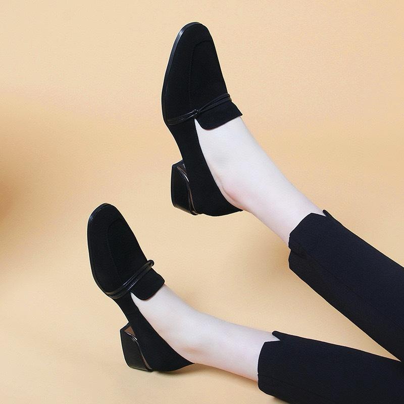 Black Female Spring Simple Temperament Designer One-pedal Shallow Single Shoes