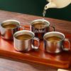 1Pcs Pure Titanium Double-Wall Mini Coffee Mug,Handheld Water Cup Silver-Gray Drinking Office Tea Mug 100ml Exquisite Coffee Cup