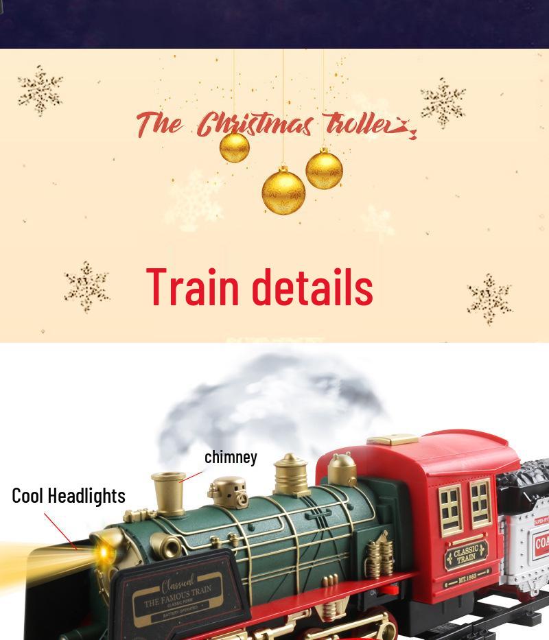 Remote Control Track Car with Smoke, Music & Lights - Christmas Train Toy for Kids