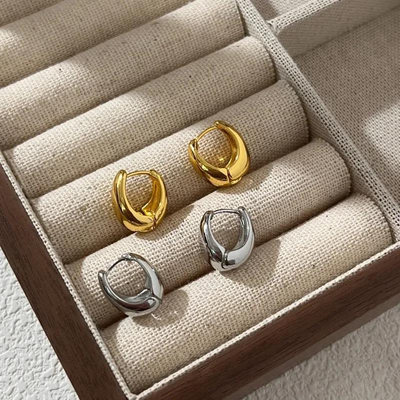 925 Sterling Silber Vintage Gold Runde Ohrringe Für Frauen Trendy Ohrring Schmuck Verhindern Allergie Party Zubehör Geschenk