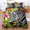 Vibrant Blue Zebra Print Duvet Cover Set Playful Stylish Bedding Suitable Children Kids And Adults Warm Soft And Breathable