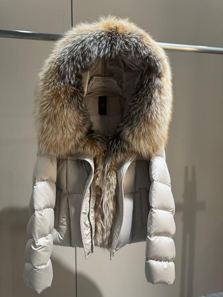 European New Fox Big Fur Collar White Goose Down Jacket Women's Short Loose Thickened Hooded Warm Jacket