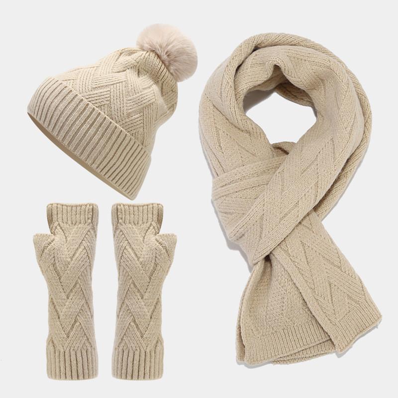 Knitted Autumn Winter Hat Gloves Scarf Set For Women And Men With Warmth And Style