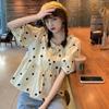 Short-sleeved shirt chiffon polka dot new Korean version bubble sleeve lace-up shirt women's clothing summer loose and thin