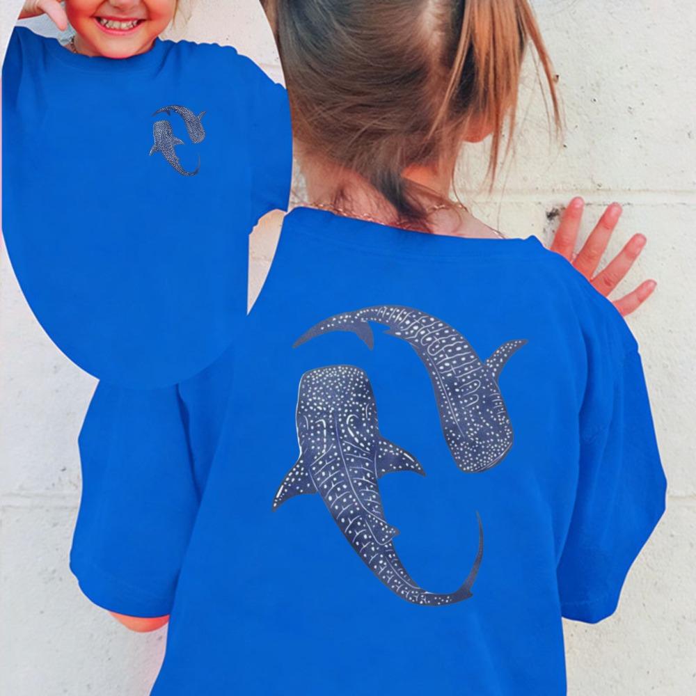 Stylish Whale Shark Graphic Children T-Shirts Funny Cute Summer Short-Sleeved Tees Boys and Girls Ocean Themed  Tshirt