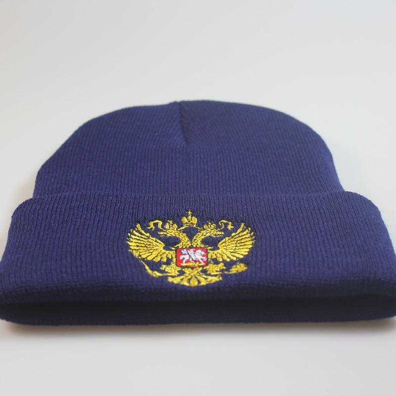 European and American trends in Russia RUSSIA National Emblem Badge Embroidered Knit Beanie Hat Autumn and winter warm hats for men and women