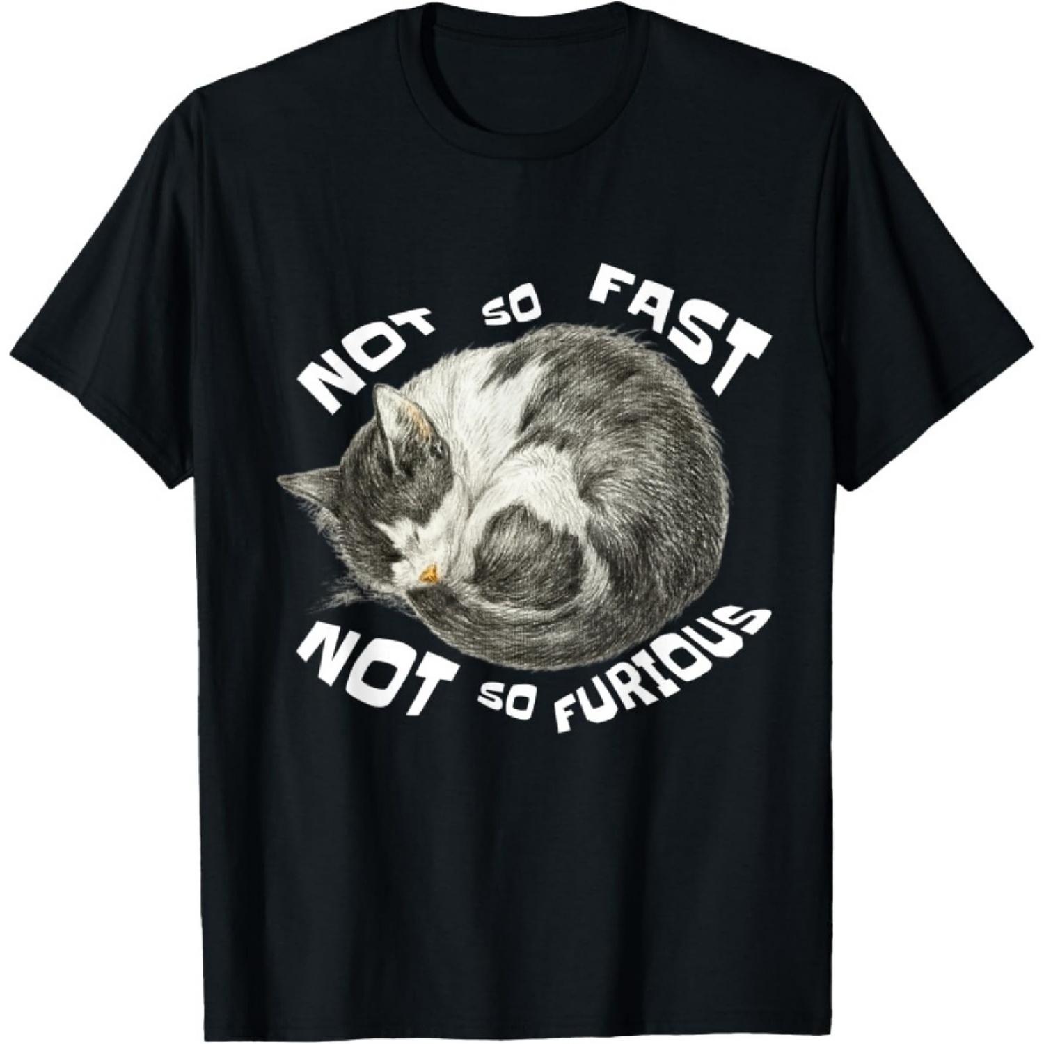 Забавная футболка для спящего котенка «Не такой уж и яростный» Не такая уж и быстрая Милая футболка XXXXXL чёрный