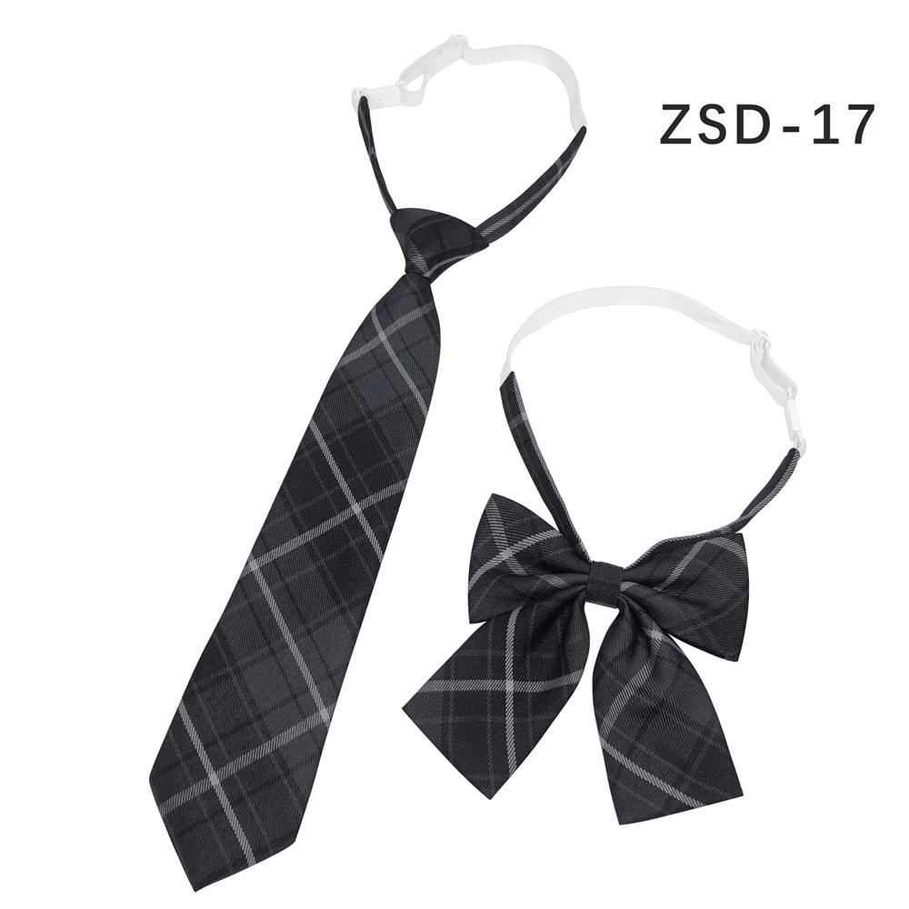 Unisex JK Collar Plaid Bowknot Flower Set - Polyester Cotton Student Uniform Accessory