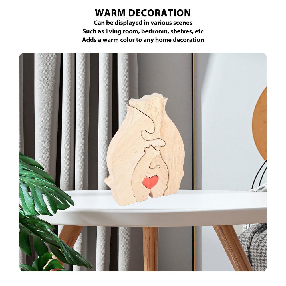 4.72x5.91x0.79in Beech Wood Bear Puzzle Ornament  Cabinet Surface Layout Craft
