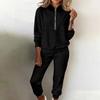 Women's Fashion Two-piece Solid Color Sweatshirt Trousers Casual Set