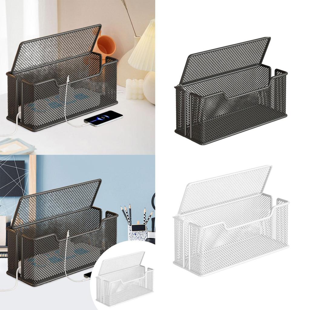 Cable Management Box Holder Protective 2 Open Slots Cords Decorative Cord Storage Caddy for Home Living Room Bedroom