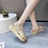 Versatile casual niche sandals 2025 summer new women's high-heeled sandals solid color outer wear fashion wedge heel outer wear
