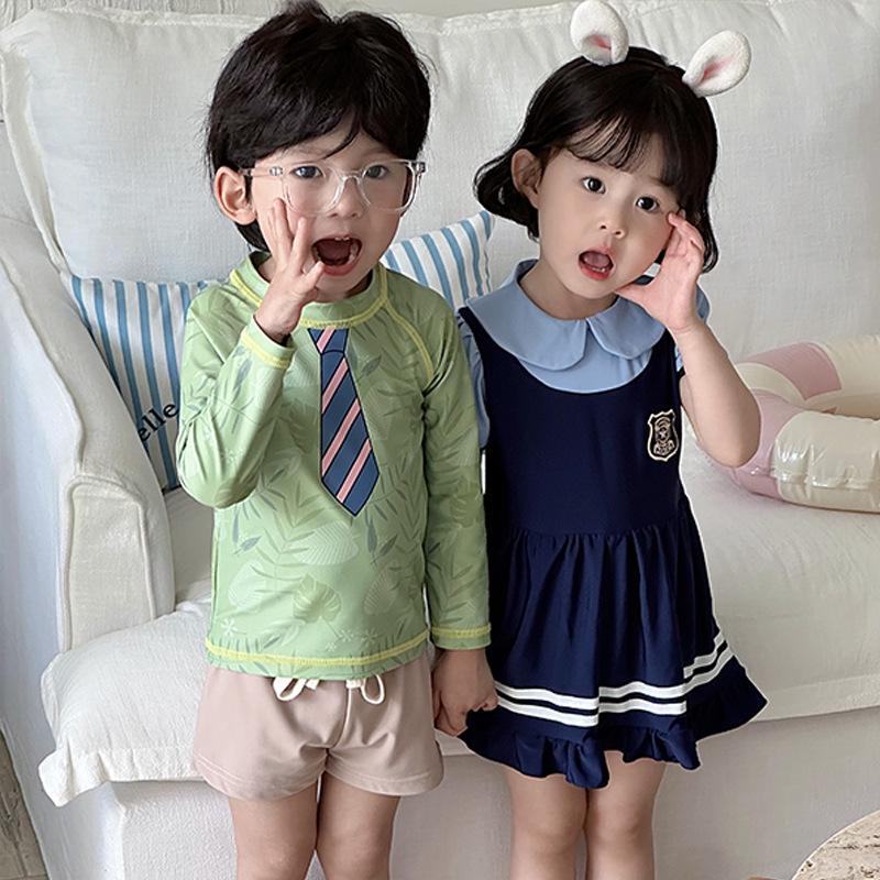 

2025 Kids One-Piece Sibling Swimsuit: Nick Wilde & Judy Hopps 130 cm зелений