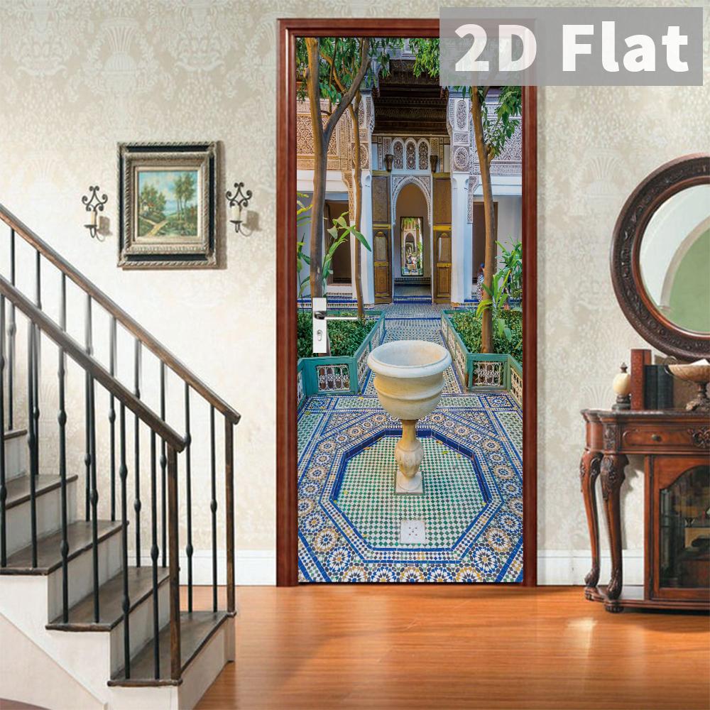 76Style 77/90cm Self-Adhesive Door Stickers Removable Wall Sticker Scenery Wallpaper Stone Stair Murals for Doors Modern Home Decor