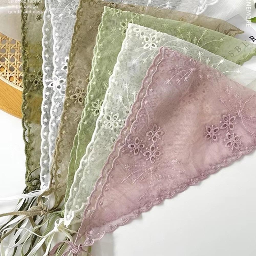 Cute White Bandanas for Women Vintage Sweet Headscarf Casual Lace Flower Hair Scarf  Photography
