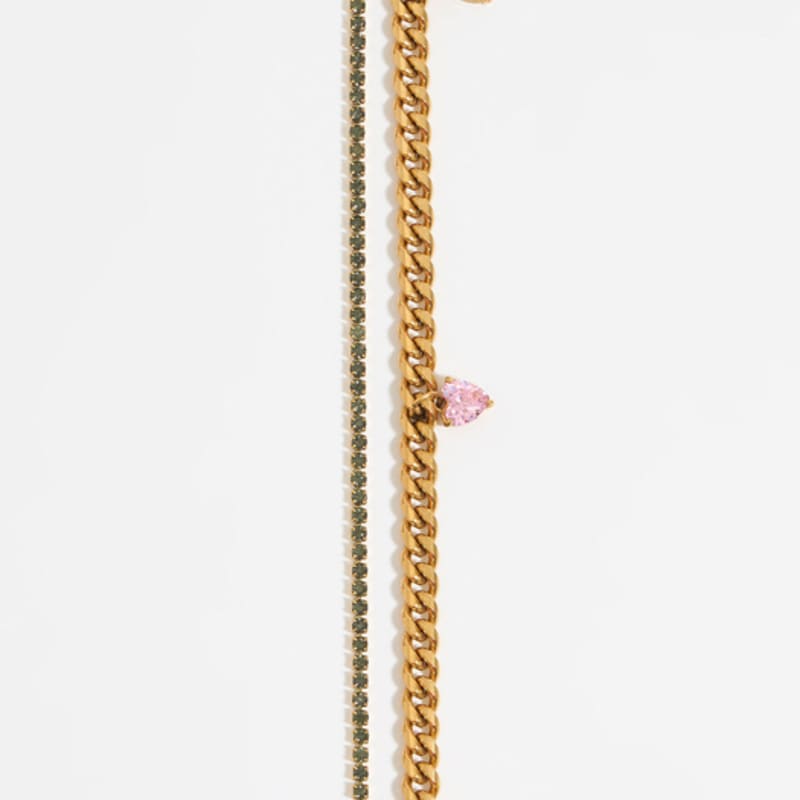 BIMBA Y LOLA [23FW] BIMBA Y LOLA Gold Crystal & Chain Necklace B236AIU009GOF