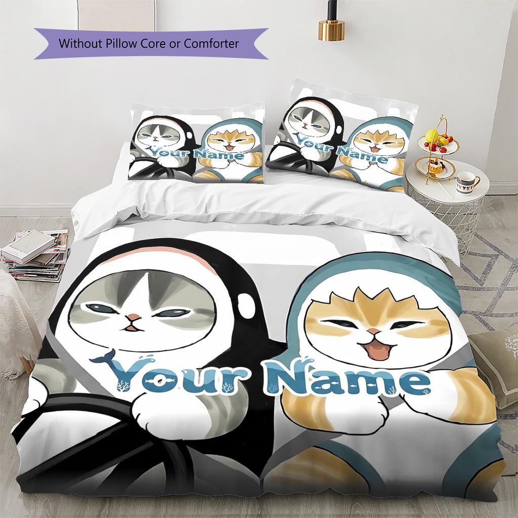 Floral Paws Collection Custom Name Pattern Bedding Quilt Set Quilt Cover Pillowcase Home Birthday Gift(1 * duvet cover + 2 * pillowcase, without core)