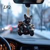 Novelty Puppy Gift for Friend Riding Motorcycle Car Pendant, 2D Flat Acrylic Rearview Lightweight Backpack Keychain Mirror Hanging Charm, Christmas