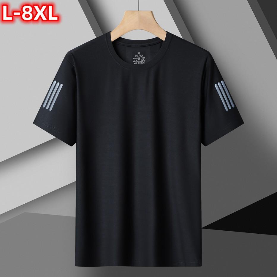 

Плюс размер Ледяная шелковая футболка Круглый вырез с коротким рукавом Плюс размер Дышащая спортивная повседневная футболка L чёрный