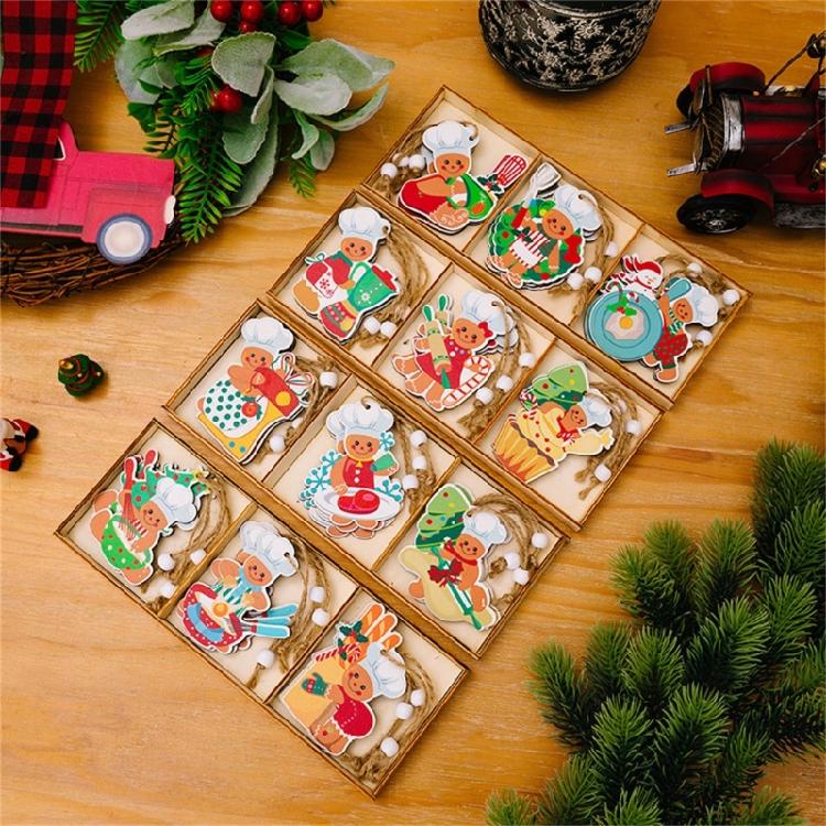 Artistic Wood Gingerbreads Man Ornament Delicate Wood Gingerbreads Man Hanging Ornament Charm For Family Holiday Fun