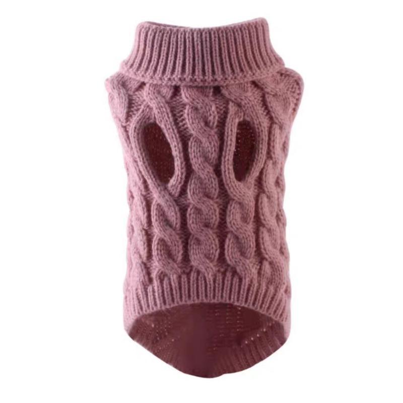 Pet dog sweater trendy autumn and winter new pet clothes solid color twist knitting warm and comfortable