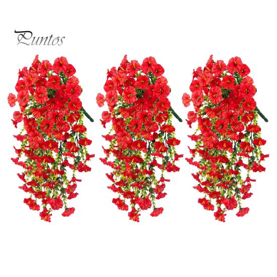 

3 шт. подвесной искусственный цветок ипомеи устойчивый к ультрафиолетовому излучению реалистичный искусственный шелковый цветок для свадебной вечеринки в помещении и на открытом воздухе в саду настенный искусственный цветок украшение 3pcs красный