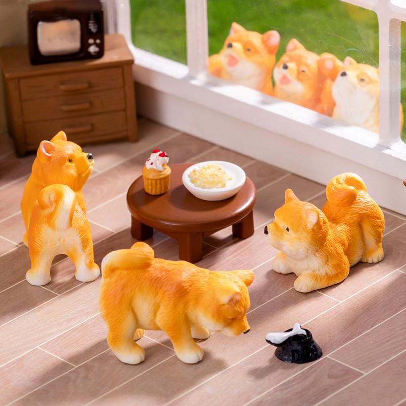 1PC Resin Shiba Inu Ornament Dog Figurine Animal Miniature Fairy Garden Doll House Decoration DIY Micro Landscape Home Decor