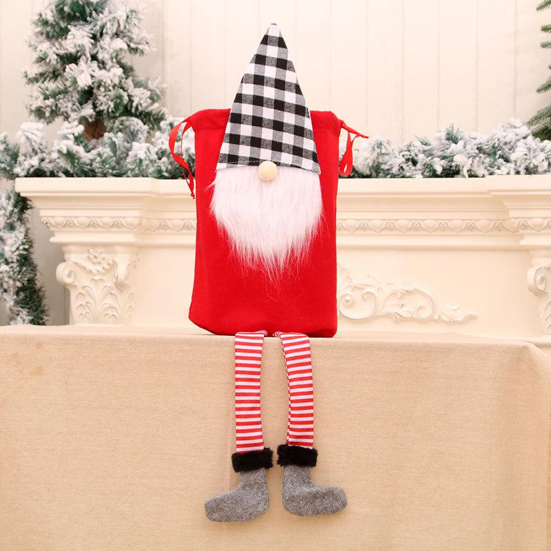 Christmas Faceless Old Man Closing Gift Bag Hanging Leg Christmas Carry Bag Christmas Pack Gift Bag
