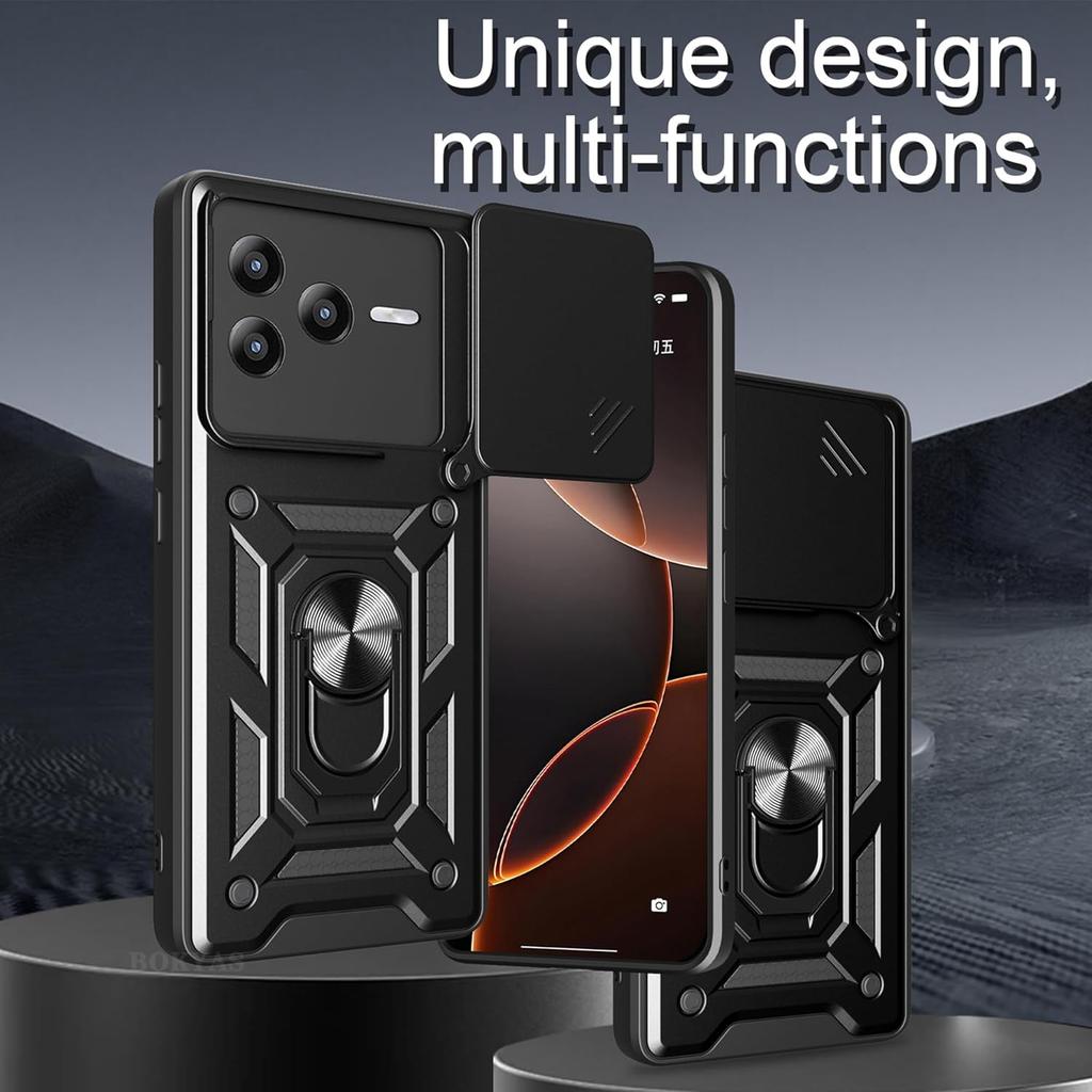 Armor Case For Xiaomi Poco F7 Pro F7 Ultra 5G Cover Lens Protection With Ring Magnetic Holder Coque Fundas Capa