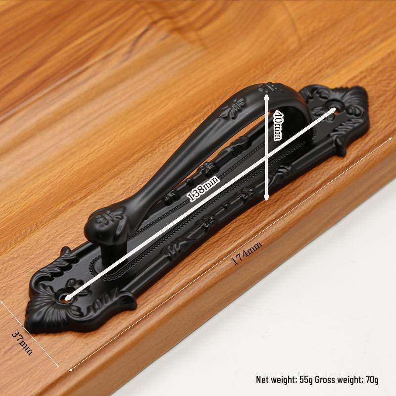 Black Exposed Handle: Easy-to-Install Large Wooden Door Handle for Cabinets and Rooms