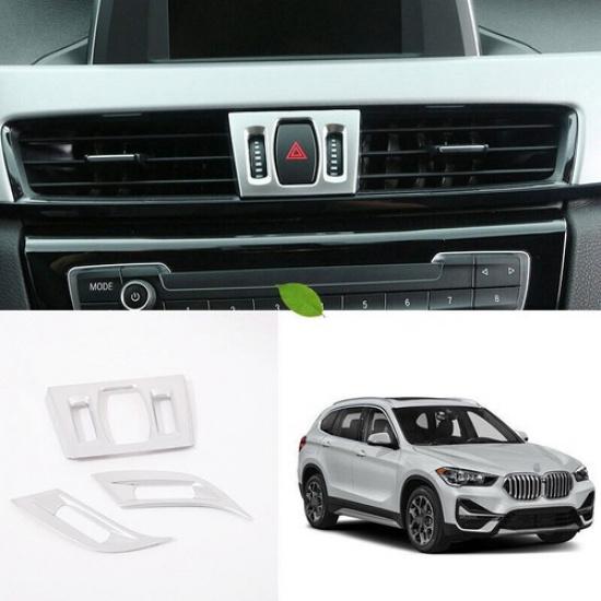 ABS Silver Central Console Air Outlet Vent Trim 3Pcs For BMW X1 2016- F48