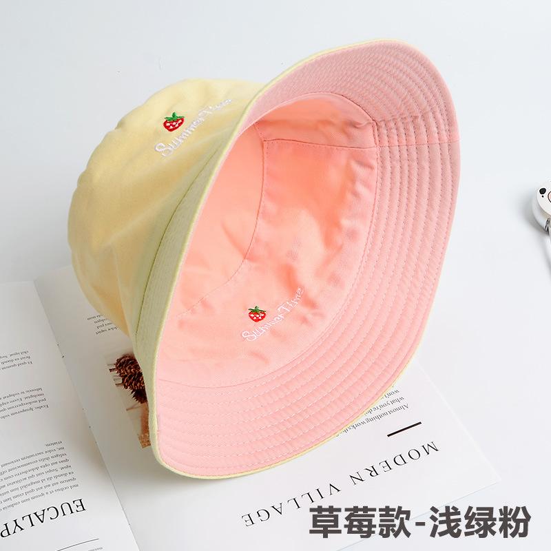 Bucket hat women's summer face small hat fashionable versatile double-sided sun hat