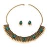 Meier Necklace and Earring Set - Exotic Pearl Rhinestone Tassel Choker Necklace with Court Style Earrings