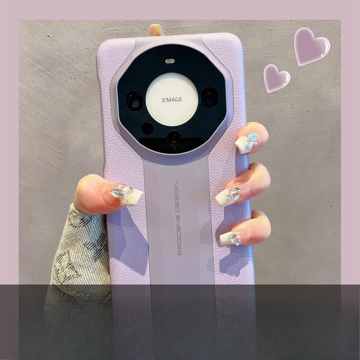 

HONOR Magic5 Всесторонний защитный чехол P60 для Huawei Mate70Pro, мгновенно превращающийся в чехол для телефона с текстурой кожи Porsche Honor Magic3 фиолетовый