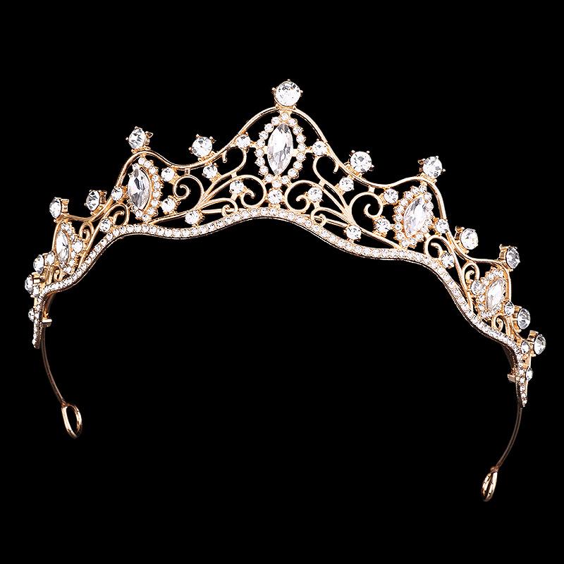 Couronne Rétro Mariée Fille Princesse Couronne d'Anniversaire Alliage Strass Bandeau Accessoires Robe de Mariée