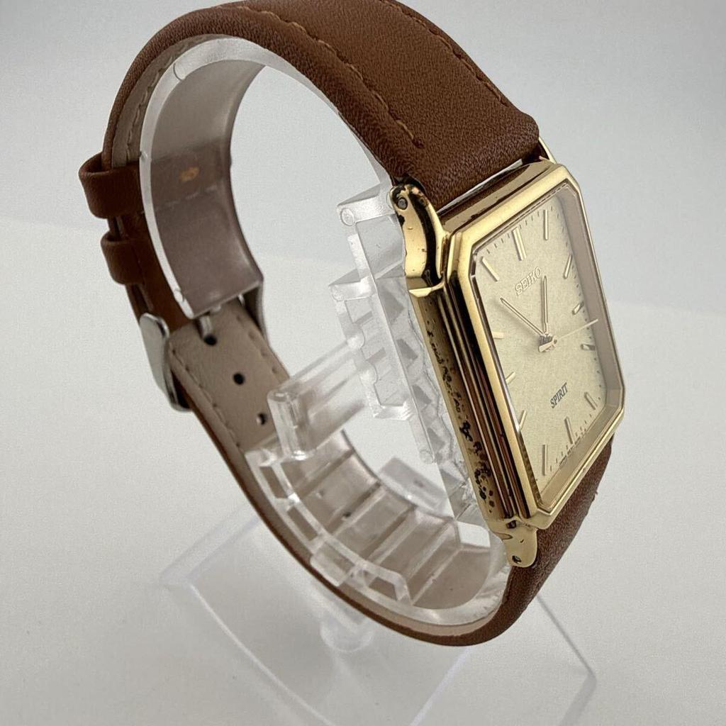 Used SEIKO 5E31-5B60 Seiko SPIRIT Men's Watch Quartz Working Condition Battery Replaced Engraved Caseback [U449]