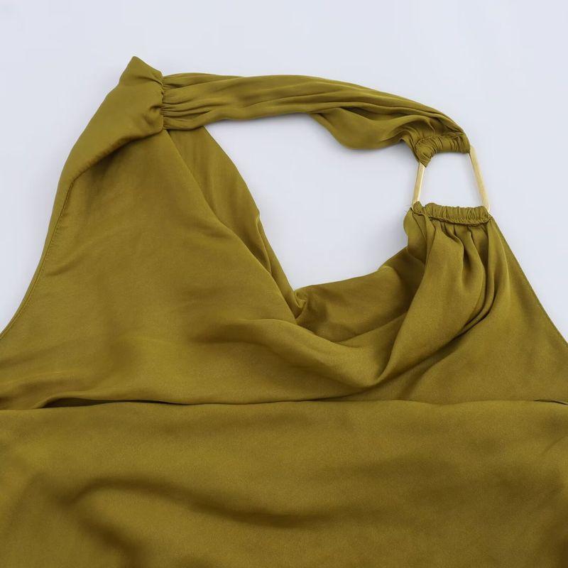 Kaslead New Arrival Women's Clothing Fashion Style Fashion Silm Silk Satin Texture Midi Skirt Dress 9878157