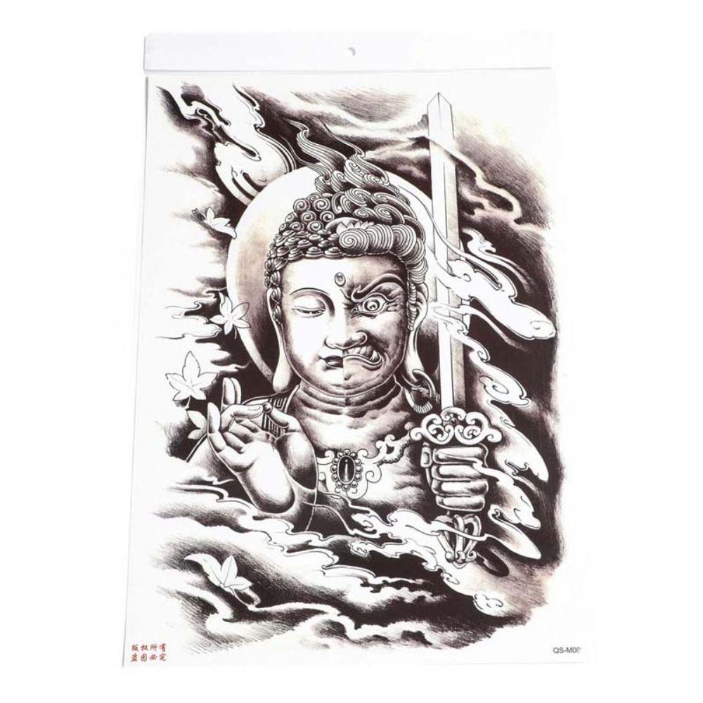 Water Transfer Printing Full Back Tattoo Sticker Buddha Pattern Full Back Temporary Tattoos  Unisex