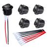 DaierTek 5PCS ON Off Round Rocker Switches SPST 20mm Mini 12 Volt DC Mini Circle Toggle Switch 12V for Car Automotive RV 2 Pin Pushbutton Switches 3