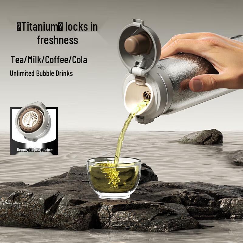 Temok 400ml Pure Titanium Flip-Top Insulated Cup