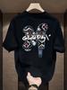 Men's Summer 100 Cotton Fashionable Casual Sports Loose Oversized Creative Letter M Printed Round Neck Short Sleeved T-shirt Top