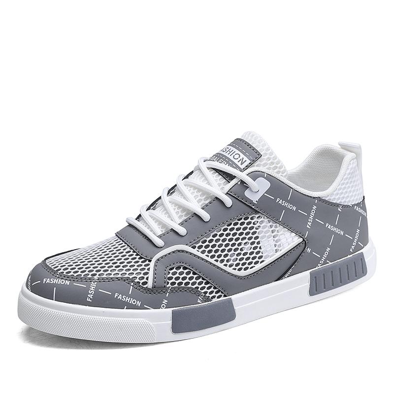 Men’s Sports Shoes Casual Skateboard Shoes Summer Breathable Student Grey Running Sneakers Plus Size