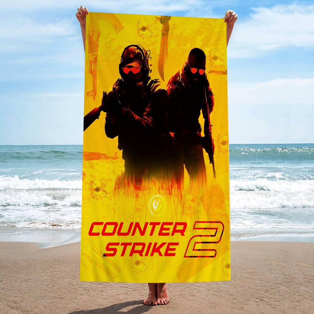 Counter-Strike CS 2 Vintage Microfiber Printed Beach Towel Mountain Climbing Yoga Beach Swimming Running Absorbent Soft Towel